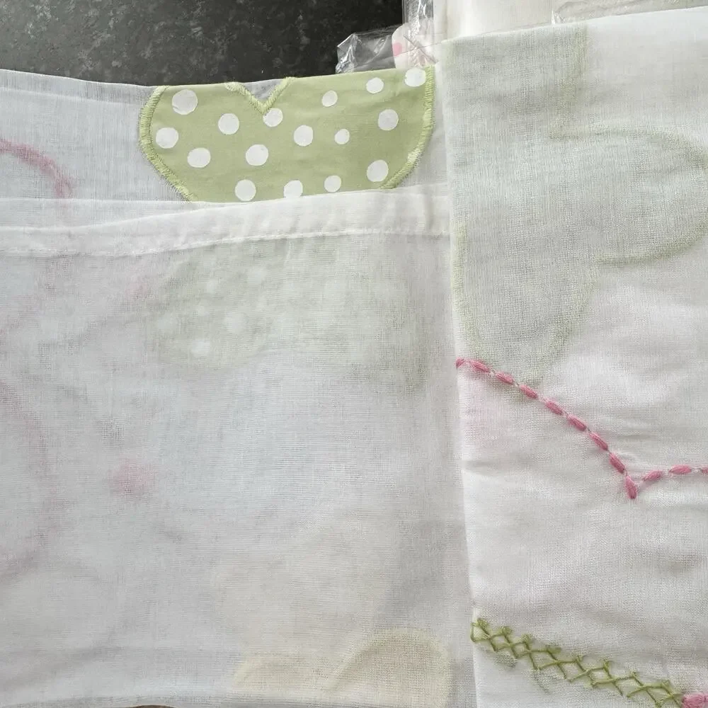 NWT Pottery Barn Curtain‎ Panel Dot Butterfly Pink Green Yellow Sheer 84” Pole
